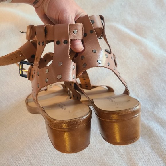 Tan Leather Gladiator Sandals - Picture 3 of 4